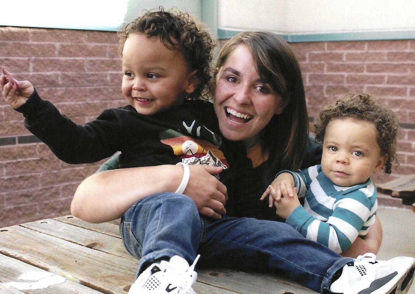 A ForeverMoms mother with her two young children
